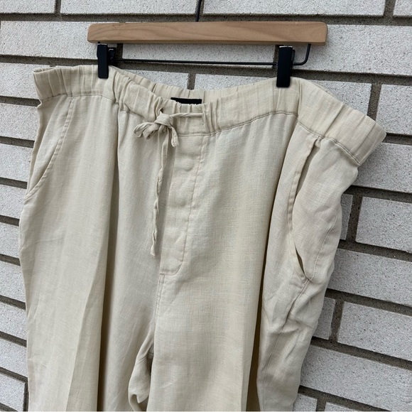 Rochester 100% Linen Pants XL Beige Drawstring Elastic Waist Relaxed Coastal - Picture 2 of 11
